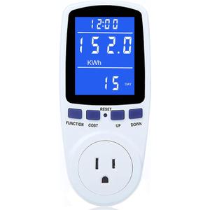 Upgraded Watt Power Meter Plug Home Electrical Usage Monitor Consumption, Energy Voltage Amps Kill Tester with Backlight, Overload Protection, 7 Modes Display (1 Pack, White)