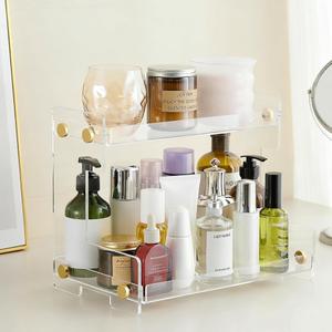 FFK Bathroom Organizer Countertop 2-Tier Storage, Bathroom Counter Organizer Acrylic Standing Holder Cosmetic Storage, Perfume Shelf for Bathroom Bedroom Dressing Table1