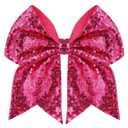 Large Big 7 Inch Glitter Bow Clip Sequin Bling Party Hair Accessories for Women Teens Girls Kids 1 Pcs (Hot Pink)