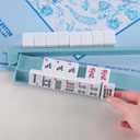 4 Pcs 18.7 Inch Misty Blue Acrylic Mahjong Tile Racks with Pushers for Game Night American Mahjong Racks Tile Set for Mah Jong Lovers and Beginners