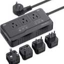 2000W Voltage Converter US to Europe - 7-in-1 Power Converter Adapter Combo with EU/UK/IT/AU Plugs, 220V to 110V Converter with 3 AC Outlets, 2 USB & 2 Type-C Ports for Travel