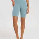 ODODOS High Waist Workout Shorts for Women Tummy Control Workout Gym Athletic Biker Shorts-8" Inseam, Black Chambray, Medium (M)