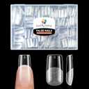 Medium Square Nail Tips, 240pcs Soft Gel Pre-Shaped Acrylic Fake Nails, Half Matte Full Cover Clear Gelly Press on Flase Nail Tips for Extension Nail Manicure Home DIY 12 Sizes Gelly Tips