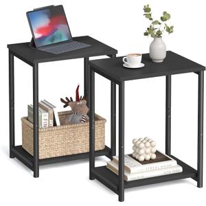 VASAGLE Side Tables Set of 2, Small End Table, Nightstand for Living Room, Bedroom, Office, Bathroom, Black ULET272B16