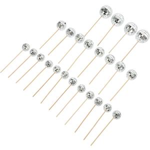 Ciieeo 24pcs Disco Cupcake Insert Toppers Style Cake Decorations for Birthday Parties Silver Mirror Finish for Photo Props and Party Favors