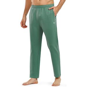 NORTHYARD Men's Yoga Casual Sweatpants Cotton Athletic Lounge Pants Open Bottom Loose Exercise Straight Leg Pant with Pockets (Green, S)