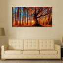 Yearainn Large Canvas Wall Art Forest Sunset Canvas Pictures Red Leaf Trees Landscape Contemporary Nature Picture for Living Room Bedroom Home Office Wall Decor Framed Ready to Hang 24" x 48"