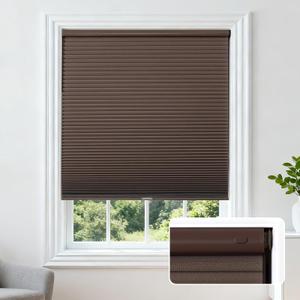 Joydeco No Drill Cordless Cellular Shades, 53" W x 64" H, Linen Brown
