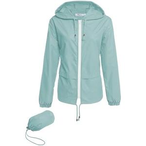 Hount Women's Lightweight Hooded Raincoat Waterproof Packable Active Outdoor Rain Jacket (S), Light Green