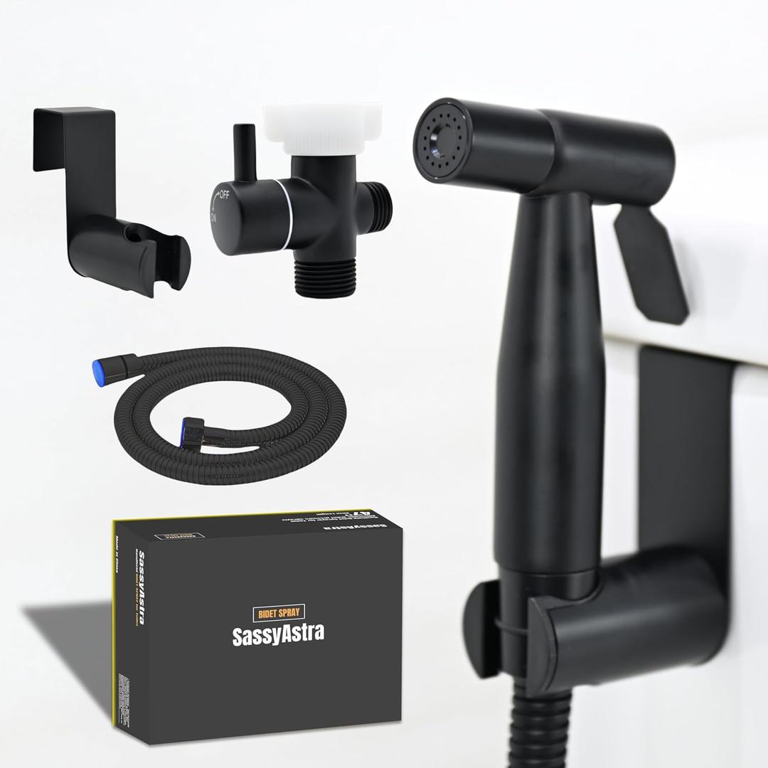 Handheld Bidet Sprayer for Toilet, Adjustable Water Pressure, 47 inch Hose Length (Black, 1 Pack)