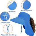 Ruqizhi Sun Hats for Women with Neck Flap Ponytail Hole Women Sun Hats Rollable UV Protection Fishing Hats Wide Brim UPF 50+