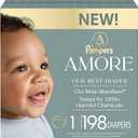 Pampers Amore, Size 1 (8-14 lbs), 198 Count, Our Best Diaper – Hypoallergenic & Fragrance Free, Up to 100% Leakproof, Soft as Cashmere
