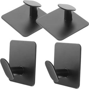 MAGICLULU Stylish Stainless Steel Square Wall Hooks Adhesive Towel Racks for Bathroom 4 Pack Hand Towel Holders for Shower