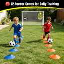 Suteck Soccer Goal for Backyard, Heavy Duty Metal Frame, Training Set | Welded Corner Joints, 1mm Thick Galvanized Steel Tubes, Target Net, Shooting Target & 12 Training Cones, Easy Assembly 6x4ft