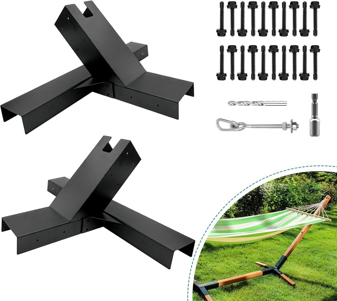 Hammock Stand Bracket Kits,Heavy Duty Hammock Bracket for 4" x 4" (Actual:3.5" x 3.5") Lumber,DIY Hammock Bracket Base - 500LBS Capacity - Black Powder Coated - 2Pack