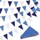 Blue Pennant Banner Triangle Flag Bunting Garland, Wedding Birthday Baby Shower Graduation Decoration
