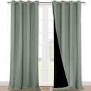 NICETOWN Full Shading Curtains for Windows, Super Heavy-Duty Black Lined Blackout Curtains for Bedroom, Privacy Assured Window Treatment (Greyish Green, Pack of 2, 52 inches W x 95 inches L)