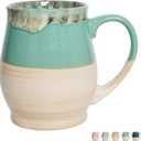 Bosmarlin Extra Large Ceramic Coffee Mug, 25 Oz, Dishwasher and Microwave Safe, Big Oversized Tea Cup, Reactive Glaze (Green)