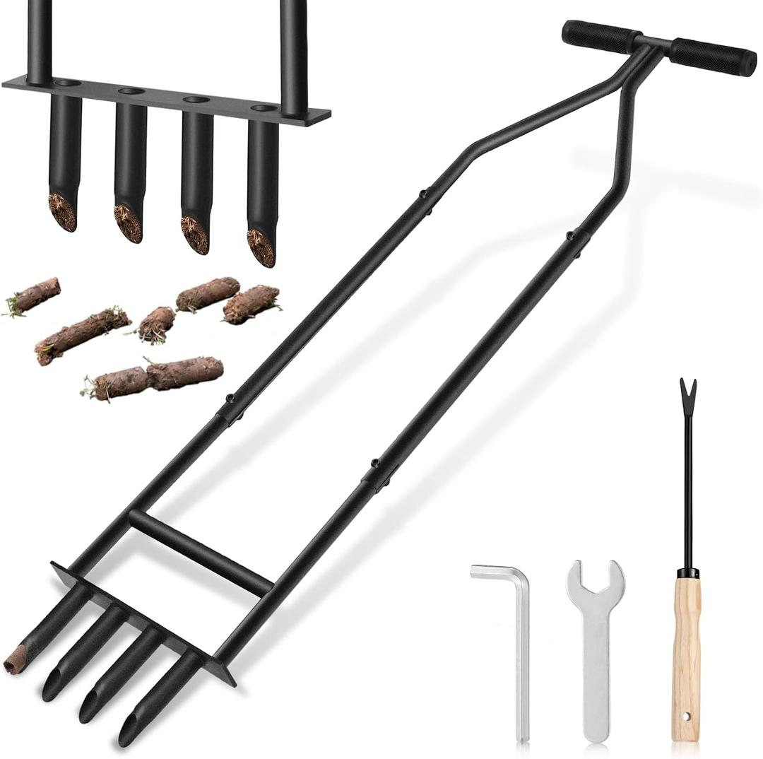 Manual Lawn Core Aerator Tool, Heavy Duty Carbon Steel Lawn Aerator, Ergonomic Labor-Saving Yard Garden Tool for Compacted Soil, Lawn Care Essentials