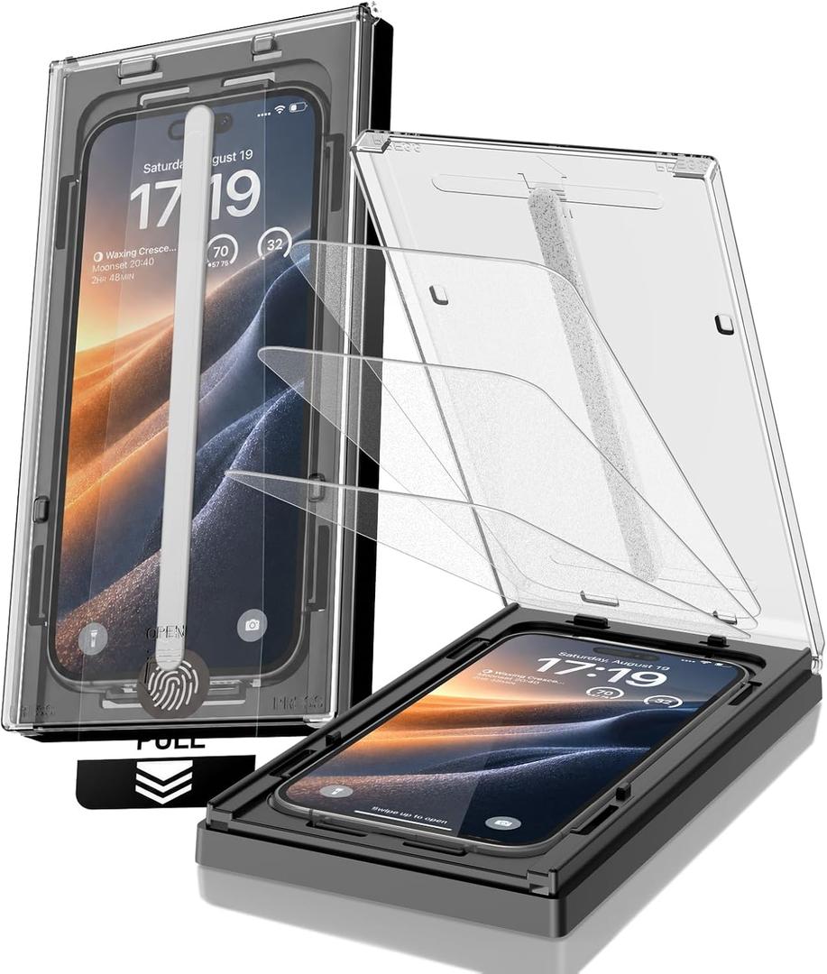 EZ-GLAZ-3-Pack Matte Screen Protector for iPhone 14 ProMax/15 Plus/16 Plus | Anti-Glare Tempered Glass, Enhanced Drop & Scratch Protection, Clear Outdoor Visibility, Smooth Touch, Easy Installation Box