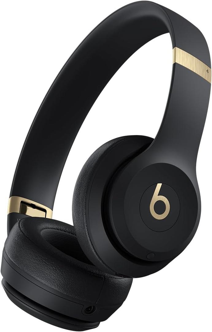 Beats Solo 4 - Wireless On-Ear Bluetooth Headphones, Up to 50-Hour Battery Life, Ultra-Lightweight Comfort, Powerful and Balanced Sound, Apple & Android Compatible - Black & Gold