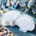 100 Pcs Ocean Seashell Guest Napkins Bulk Ocean Sea Shell Beach Blue Disposable Paper Beverage Napkins for Summer Dinner Nautical Coast Bridal Shower Wedding Bachelorette Birthday Party