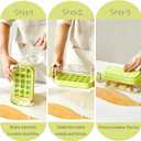 2-in-1 Ice Cube Bottle with Straw, Cool Summer Ice Maker Cup, Ice Cube Tray with Lid and Bin, Zero-Touch Press Design, Leakproof Ice Cube Mold for Freezer, Gym, Home & Travel (Green, 800ML)