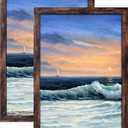 LUCKYLIFE 24x36 Poster Frame, Display 20x30 with Mat or 16x24 Without Mat, Wall Hanging Frames Engineered Wood with Plexiglass Sheets, 2 Pack, Brown