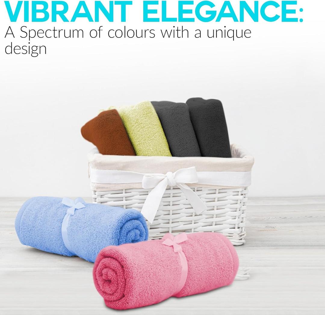 QUBA LINEN 100% Cotton Hand Towel Set – Soft, Absorbent Towels for Bathroom, Kitchen & Gym Use – Durable, Reusable & Machine Washable Towels - Multi-Color, 24 x 48 Inches, Pack of 6