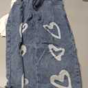 Toddler Girls Clothes Ribbed Baby Kids Girl Denim Outfits Long Sleeve Tops Love Hearts Jeans Pant (6-7 Years, Ivory)