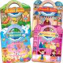 Dress Up Sticker Books for Girls Ages 2-4 4-8, Reusable Puffy 3D Sticker Books for Toddlers 2-4 Years, Include Princess Mermaid Fairy and Fashion Girl,Activity Book for Toddlers 1-3