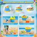 Collapsible Beach Sand Toys Set for Kids - Includes Bucket, Mesh Shovel, Filter Scooper & Castle Molds - Toddler Beach Toys for 1-3 & Kids Ages 4-8 with Mesh Bag, Summer Outdoor Beach Essentials