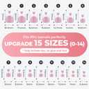 UNA GELLA French Toe Nail Press Ons, Pre-Etched 15 Sizes 180Pcs Sharp Square X-Soft Pink Press On Toenails False Toes Soft Gel Square Full Cover Fake Toenails for Nail Extensions DIY Salon Pedicure