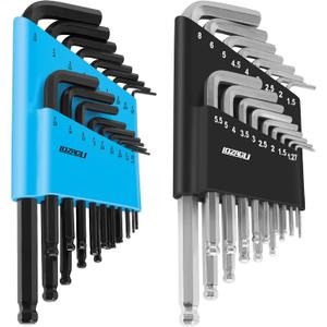 LOZAGU 36-Piece Hex Key Allen Wrench Set with Ball End - SAE/Metric Sizes and 2 Storage Cases (Blue/Black)