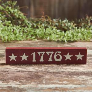 VHC Brands 1776 Wooden Sign 1.75x9, Independence Day Decor, Patriotic Text, Printed Tropical Wood Sign, Rectangle Shape, Americana, Burgundy