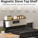 Magnetic Stove Top Shelf, 30 Inch Magnetic Silicone Kitchen Spice Rack for Back of Stove, Over the Stove Top Kitchen Organization, Oven Shelf, Seasoning Organizers, Easy to Clean, Black