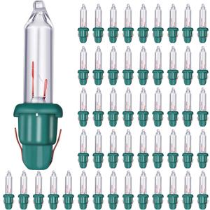 Mudder 50 Pcs Replacement Mini Light Bulbs Christmas Tree 2.5 V Incandescent Glass String Light Bulbs with Base Indoor Outdoor Xmas Decoration, 0.17 Ampere, 0.425 Watt (Clear,Green)