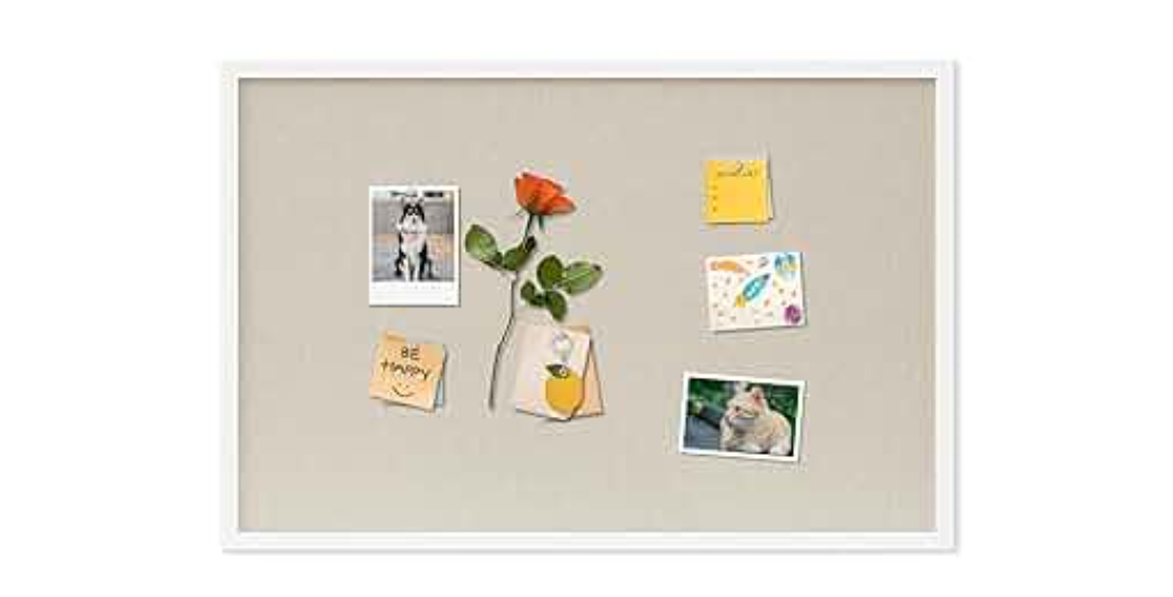 Cork Board with Linen White,Bulletin Board 30"x20" Hanging Corkboards for Office Home School Message Board or Vision Board Decoration.