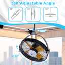 Woanger 21'' Outdoor Hanging Ceiling Fan with Light, Plug-in Hook Mount, IP44 Waterproof, 6-speed Motor, Remote/app, 3cct Dimmable LED for Gazebo Patio Pergola, Black (Yellow Blades)