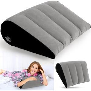 Inflatable Wedge Pillow for Traveling, Portable Blow up Travel Wedge Pillow for Sleeping in Bed, Fast Inflation & Deflation Inflatable Bed Wedge, Ideal for Home, Travel, and Outdoor (Grey)