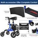 MAXWALK Walkers for Seniors, Rollator Walker with Seat, 10" Rubber Wheels All Terrain Rollator Walker with Backrest, Aluminum Walkers Built-in Cable, Foldable and Adjustable Height for Seniors, Blue