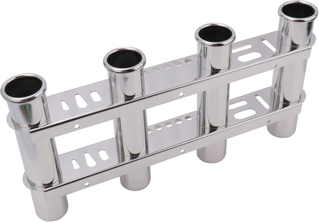 Fishing Rod Holder for Boat, Vertical Wall Mounted Fishing Rod Rack, Stainless Steel Rod Holder for Marine Boat,Fishing Boat, Truck (4 Tubes Upgrade)
