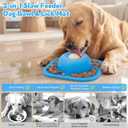 PetsHome Slow Feeder Dog Bowls & Lick Mat for Liquid and Thick Treat, Anti-Slip Dog Lick Bowl with Interactive Rolling Ball, 5/6 Cup Pup Licking Toy for Large Medium Small Dogs and Cats Blue