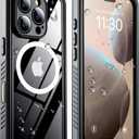 Temdan Magnetic for iPhone 16 Pro Max Case Waterproof,Built-in Screen Protector[IP68 Underwater][Upgrade Military Dropproof][Compatible with MagSafe] Full-Body Shockproof Translucent Case 6.9''-Black