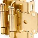 50 Pack 1/2" Overlay Brushed Gold Cabinet Hinges for Cabint Doors (25 Pairs) – Self-Closing Partial Wrap Semi-Concealed Face Frame Hinge for Kitchen Doors w/Screws & Quiet Bumpers