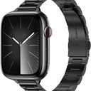 Tasikar Thin Band Compatible with Apple Watch Band 49mm 46mm 45mm 44mm 42mm Women Stainless Steel Metal Replacement Strap Compatible with iWatch Ultra 3 2 1 SE Series 11 10 9 8 7 6 5 4 3, Black