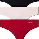 Calvin Klein Women's Invisibles Seamless Thong Panties, 3 Pack (Black, XL)