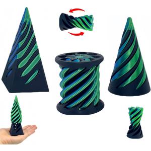 3 Packs Impossible Cone,Spiral Cone Fidget Toy,Impossible Cones passthrough Impossible Pyramid for Relaxing,Spiral Fidget Toy passthrough Impossible Cone,Birthday for Adults & Kids (Blue&green)
