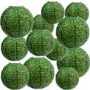 ROCEEI 12 Pcs Boxwood Hanging Paper Lanterns Back to School Hanging Decorations First Day of School Round Green Paper Lanterns for Celebrating Welcome Back to Classroom Supplies, 8, 10, 12 Inches