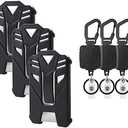 HOUSON Retractable Cord Badge Holder, 2 Pack Black Retractable Keychain 2 Pack Tactical ID Card Heavy Duty Holders, Reel with 27.5" Cord, Multitool Carabiner Key Chain Hook Clip